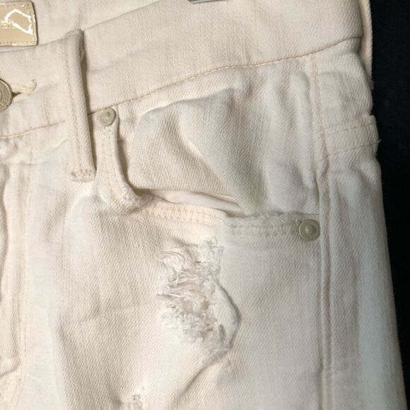 MOTHER Womens High Waisted Looker Ankle Fray Denim Jeans 25 Off White Skinny - Picture 6 of 7
